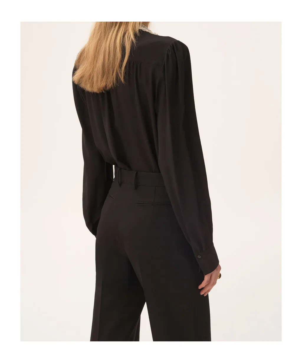 Crepe De Chine Lace Ruffle Shirt