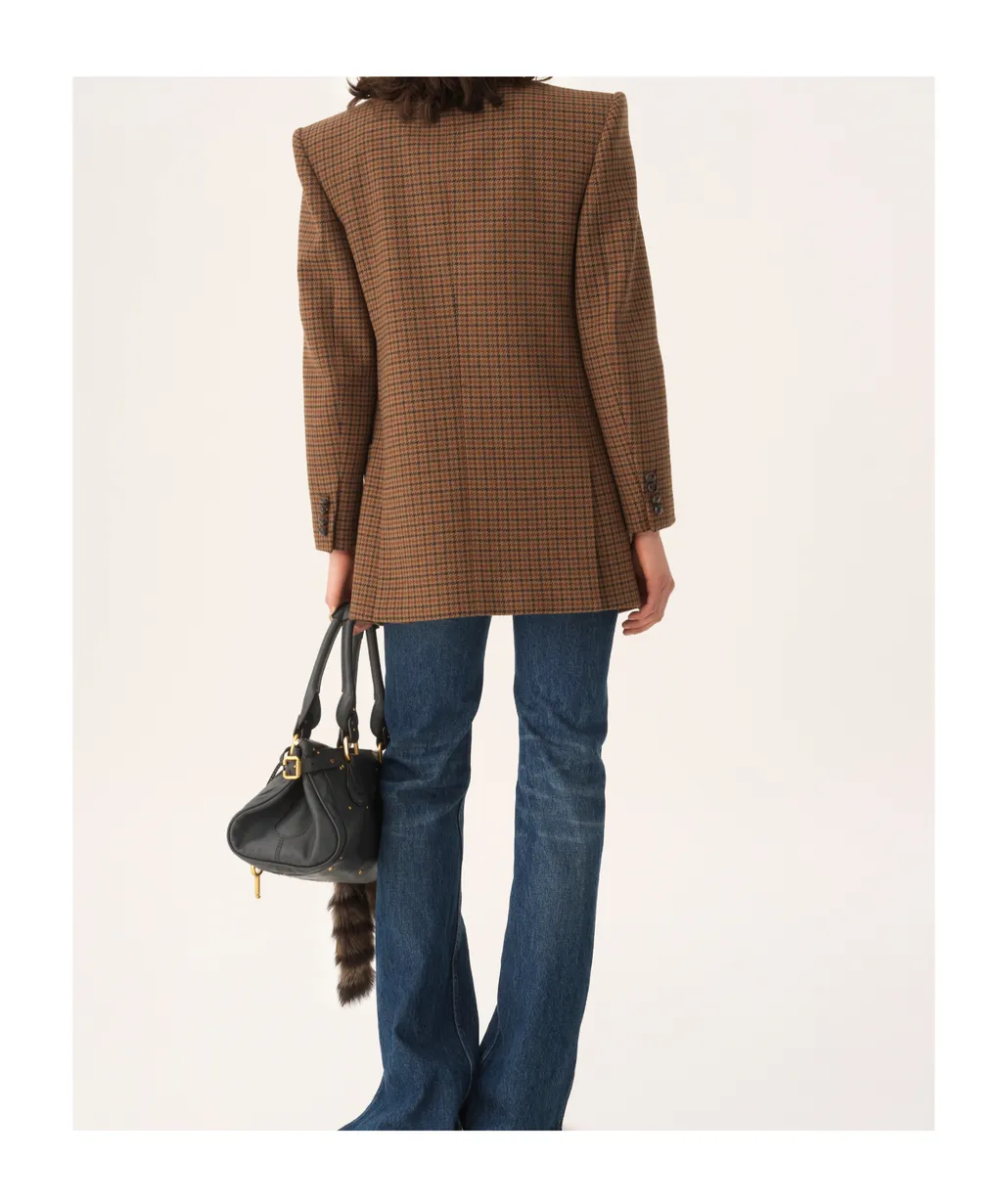 Houndstooth Double-Breasted Tailored Jacket