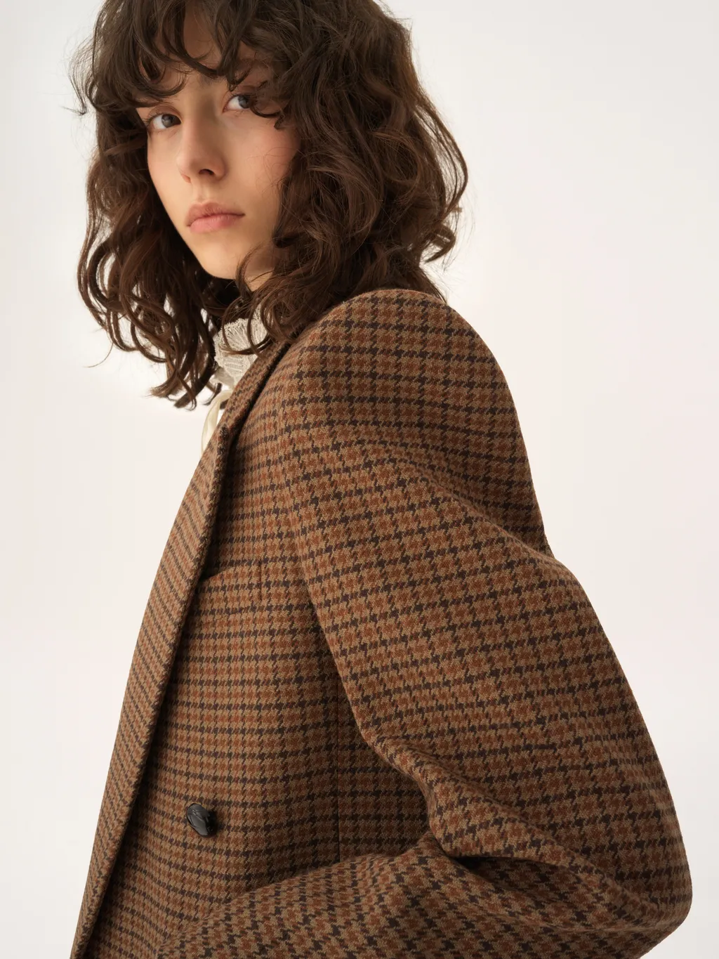 Houndstooth Double-Breasted Tailored Jacket