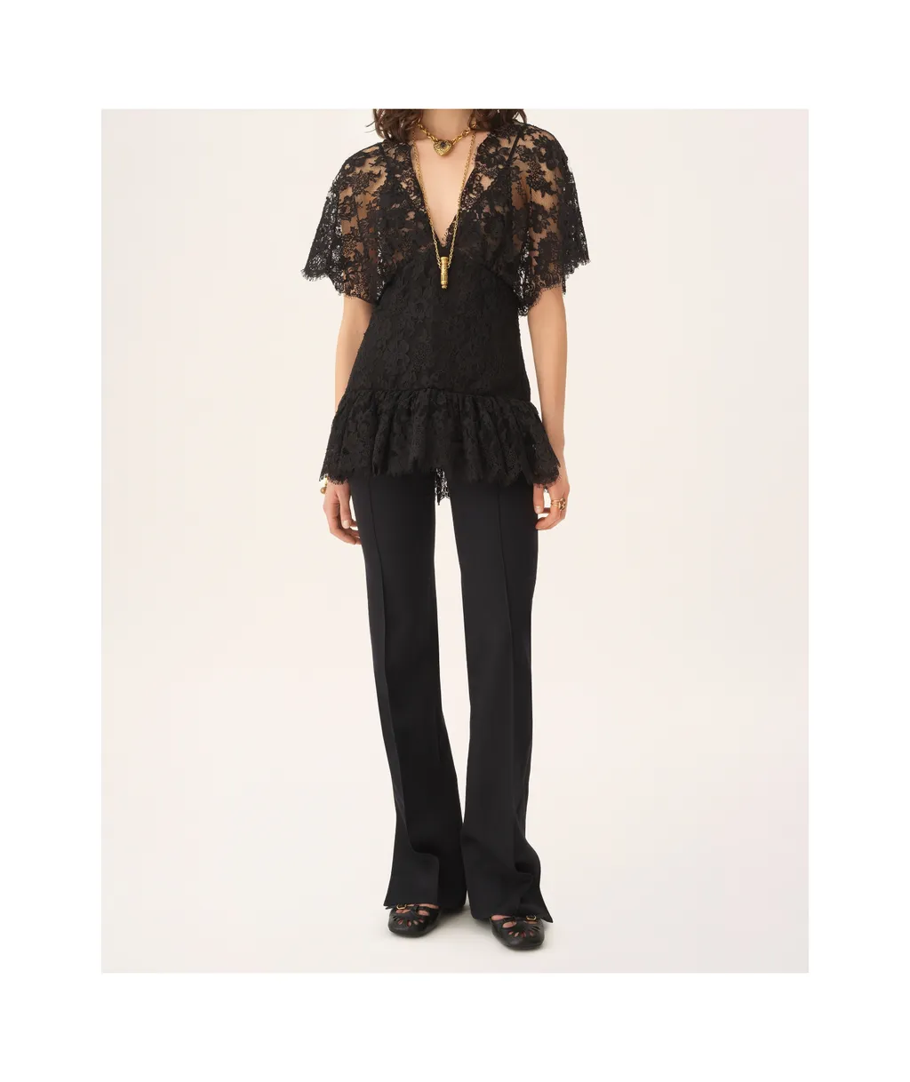 Lace Ruffle Fitted Top