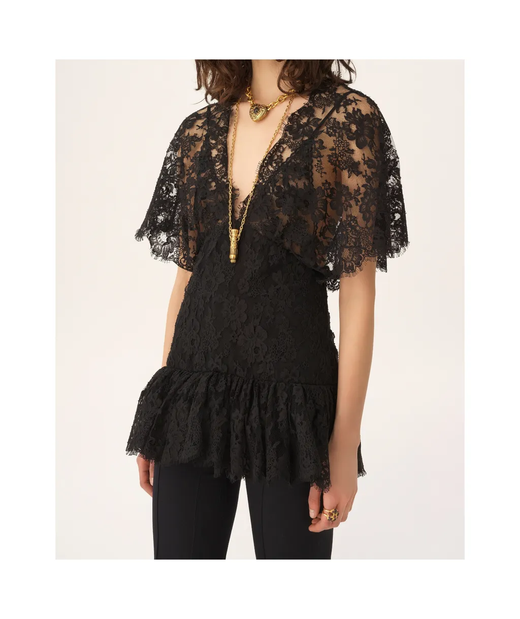 Lace Ruffle Fitted Top