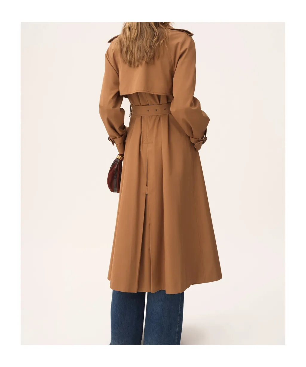 Cotton Gabardine Long Trench Coat