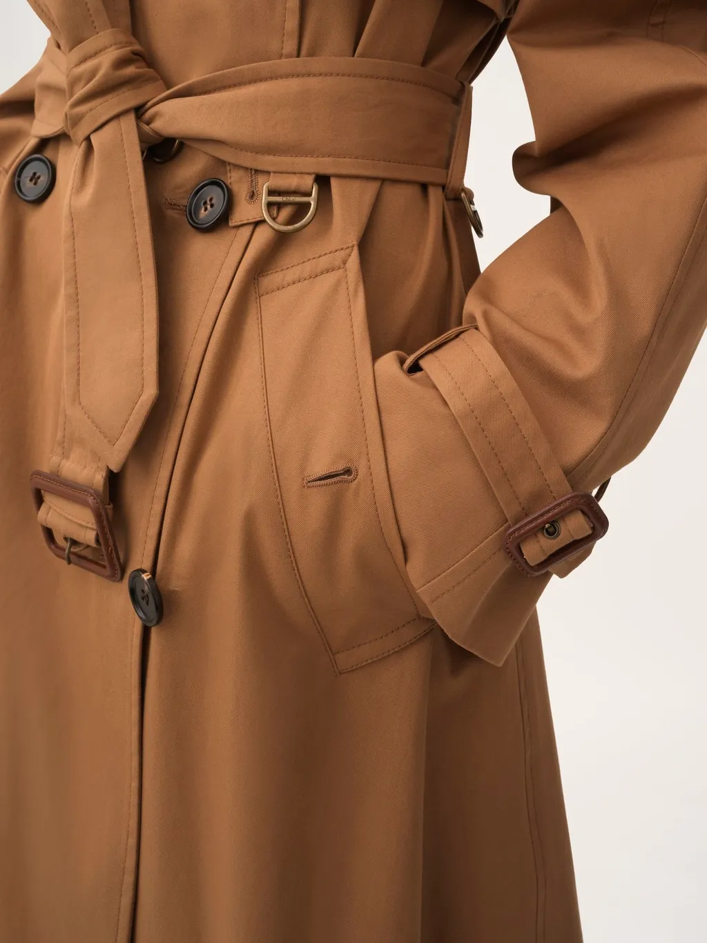 Cotton Gabardine Long Trench Coat