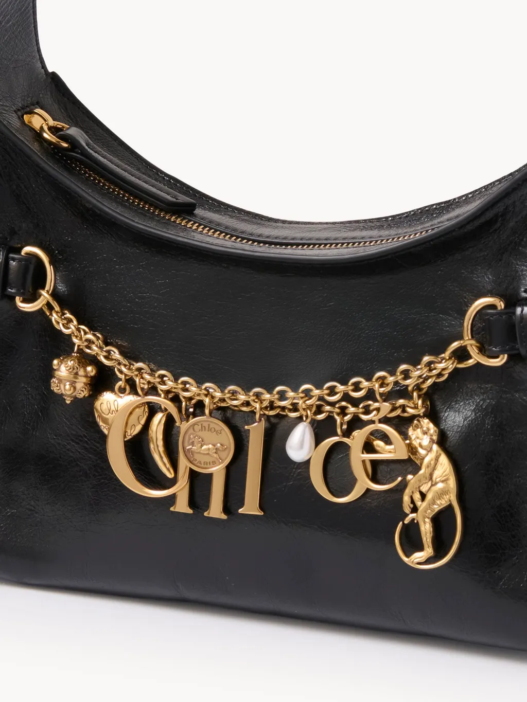 Charms Shiny Leather Hobo Bag