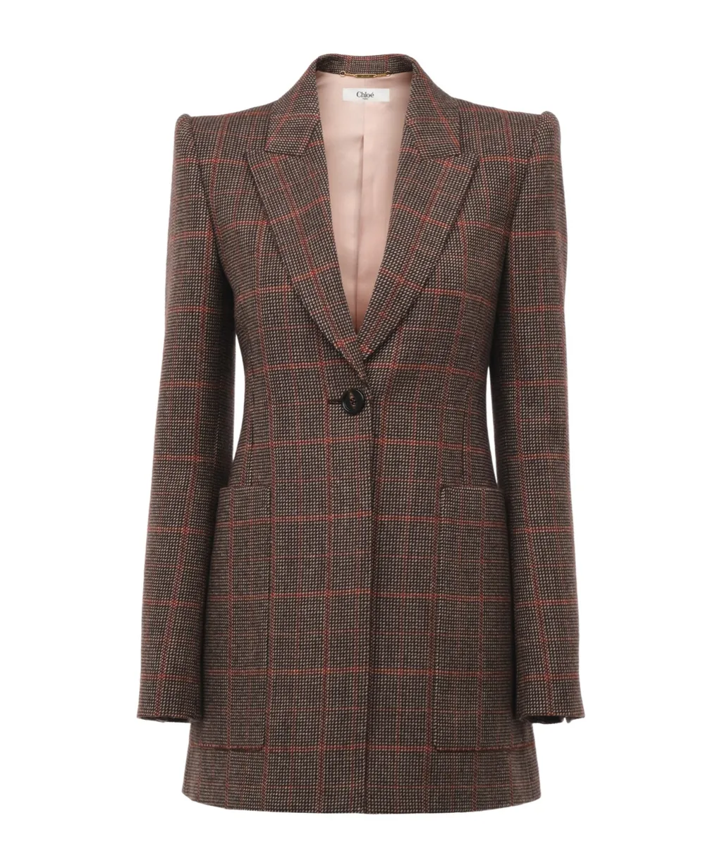 Checked Single-Breasted Tailored Jacket