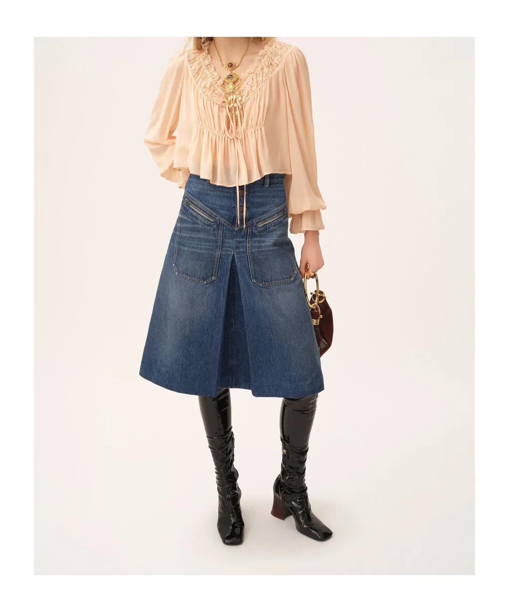 Knee-Length Denim Skirt