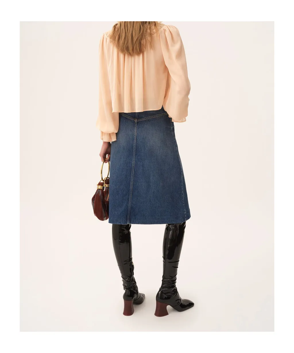 Knee-Length Denim Skirt