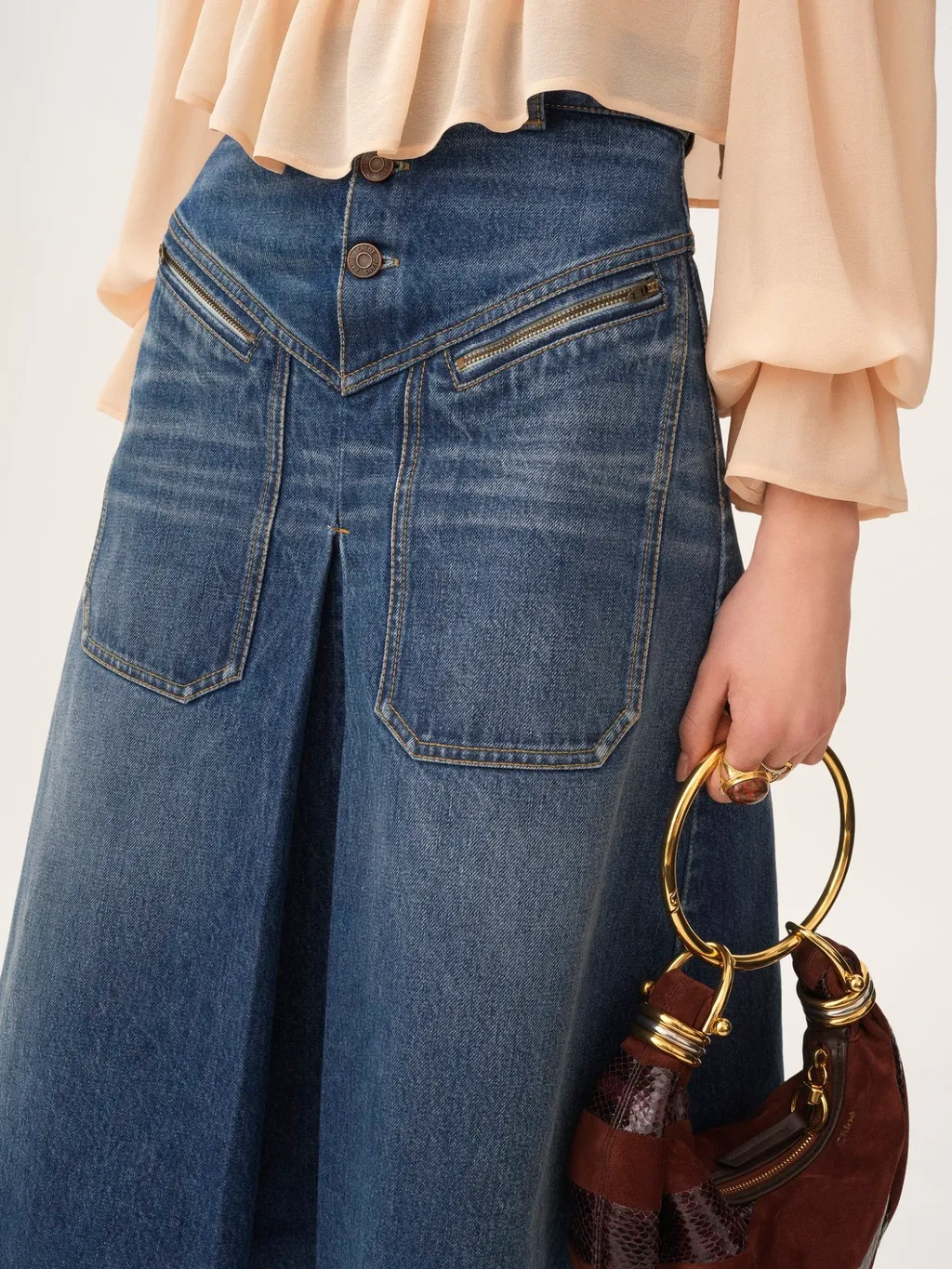 Knee-Length Denim Skirt