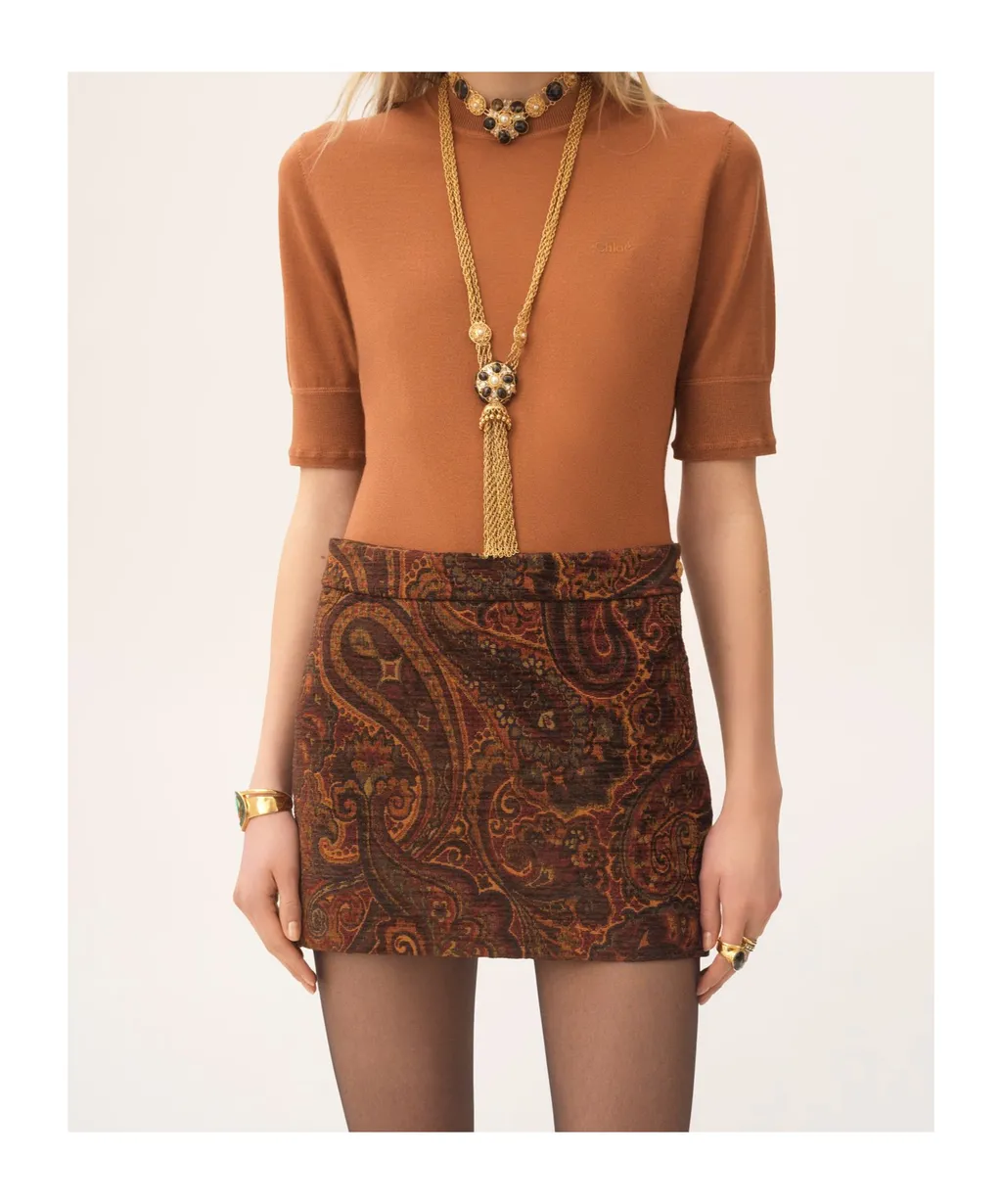 Paisley Jacquard Mini Skirt