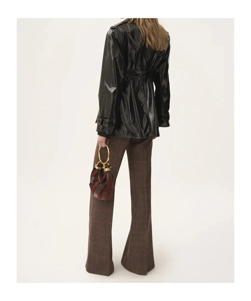 Belted Shiny Coated Jacket
