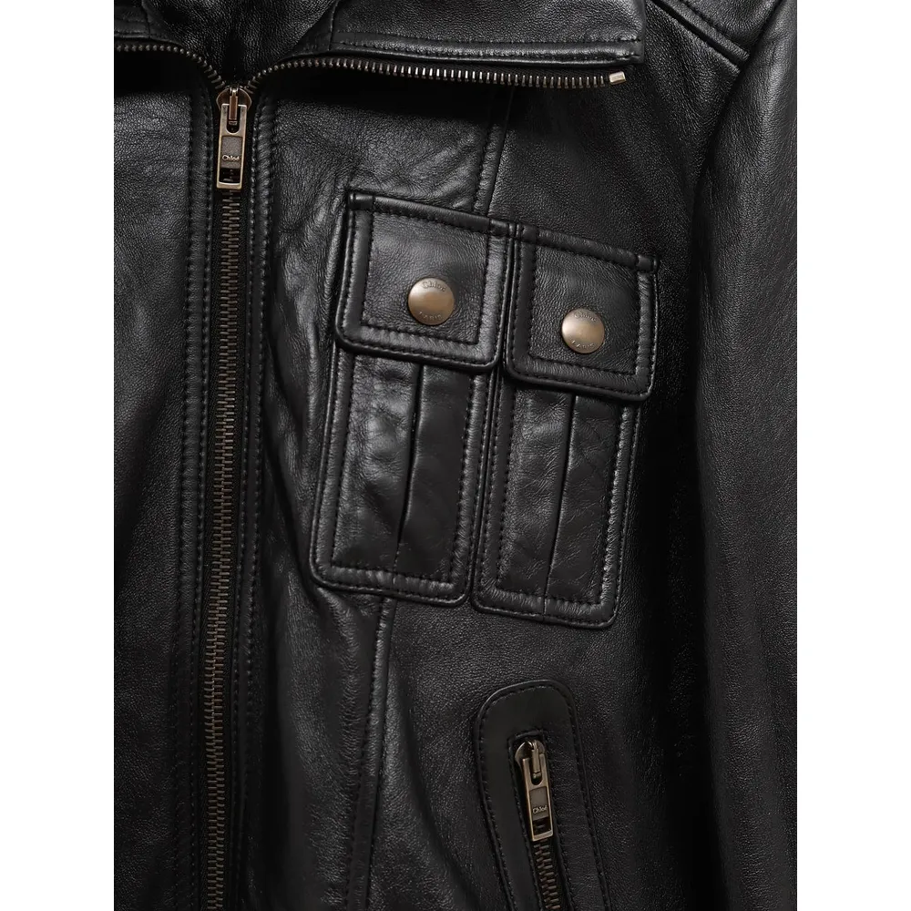 Long Sleeve Leather Jacket
