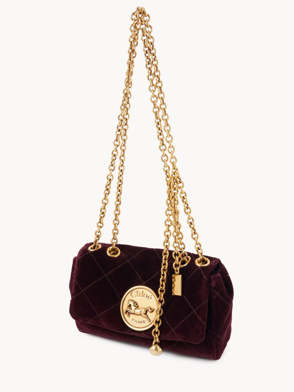 Logo Plaque Quilted Shoulder Bag