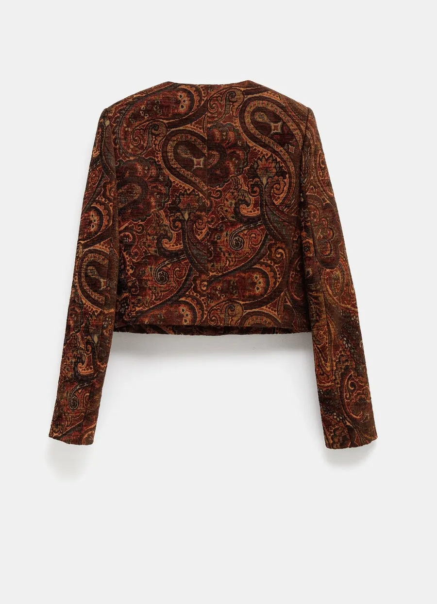 Paisley Jacquard Cropped Jacket