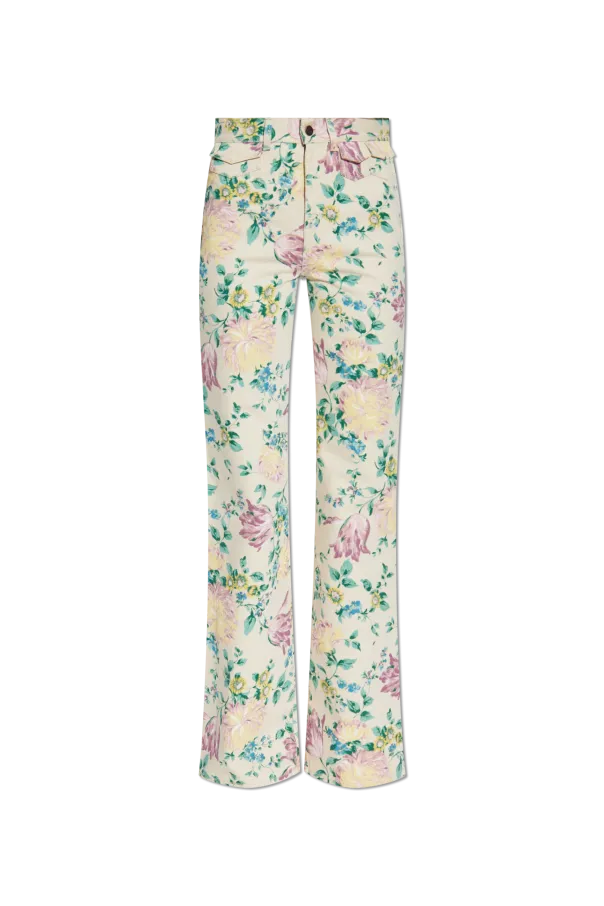 Floral Printed Flared Jeans