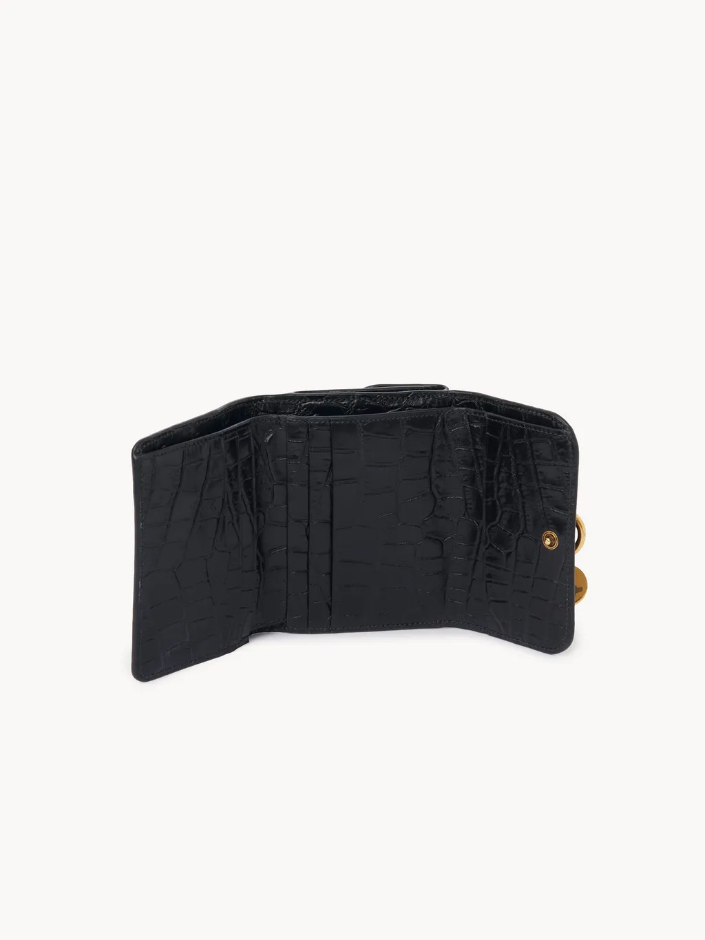 Small Alphabet Tri-Fold In Croc-Effect Leather