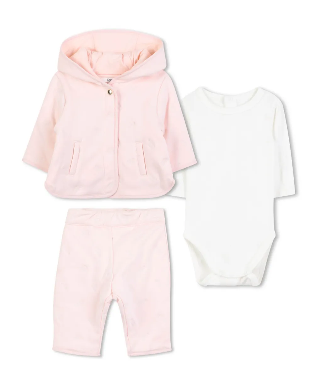Hooded Tracksuit And Long-Sleeved Bodysuit Set