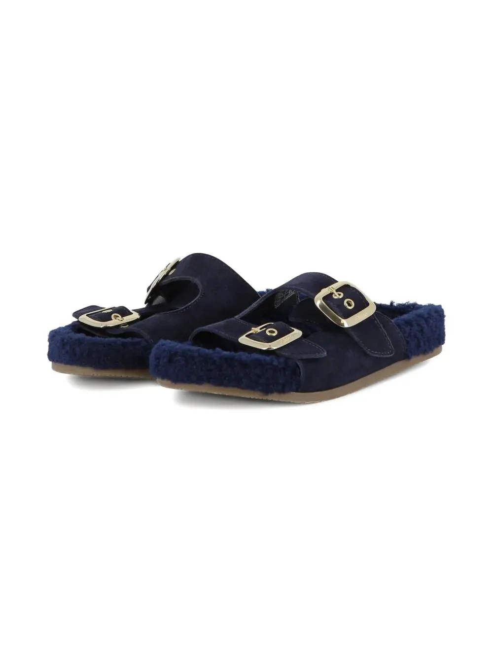 Double-Buckle Slip-On Sandals