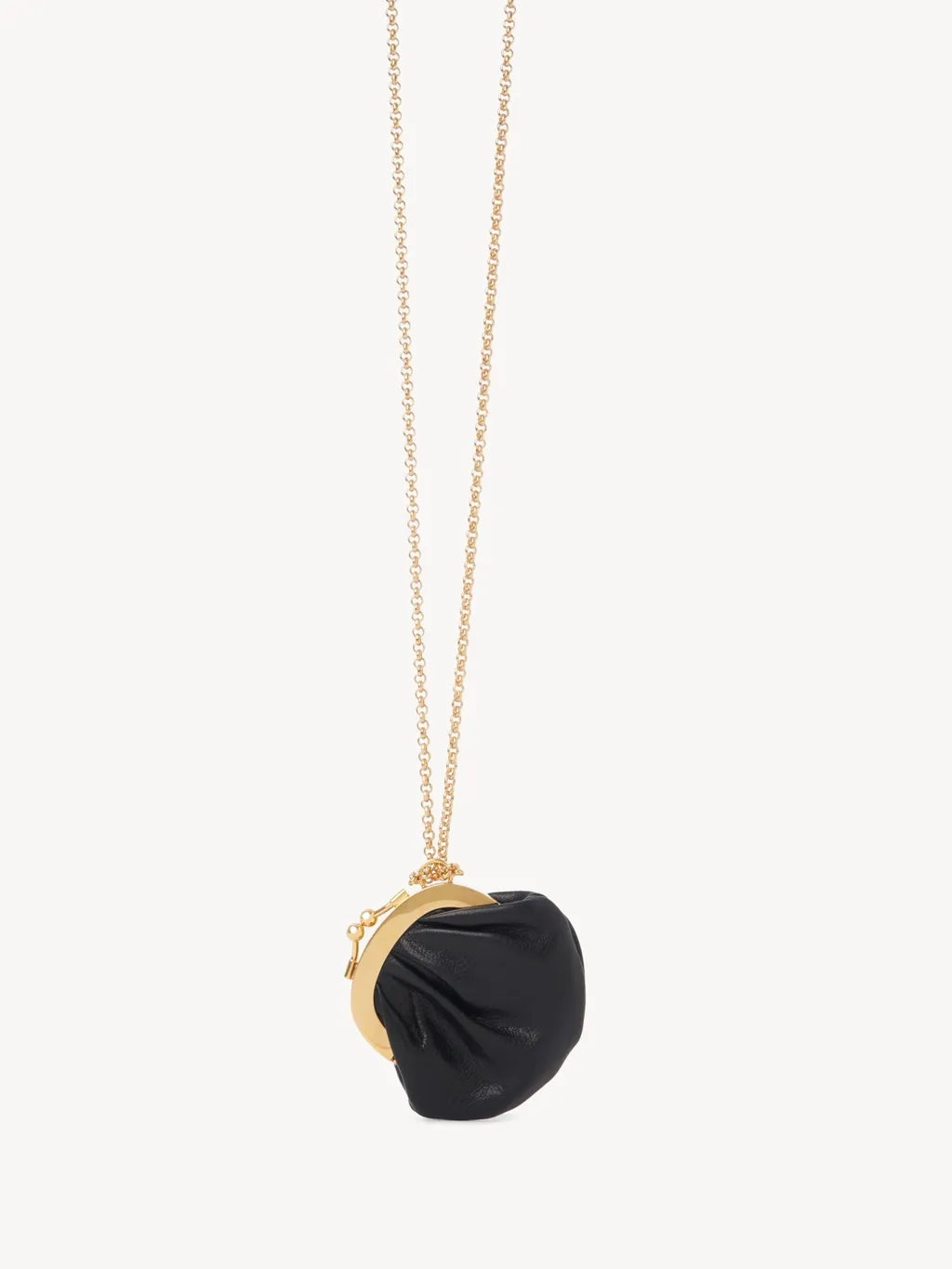 Micro Horse Medal Coin Purse Necklace In Grained Leather