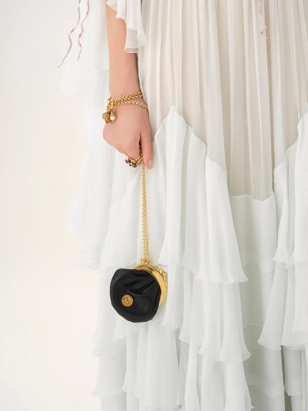 Micro Horse Medal Coin Purse Necklace In Grained Leather