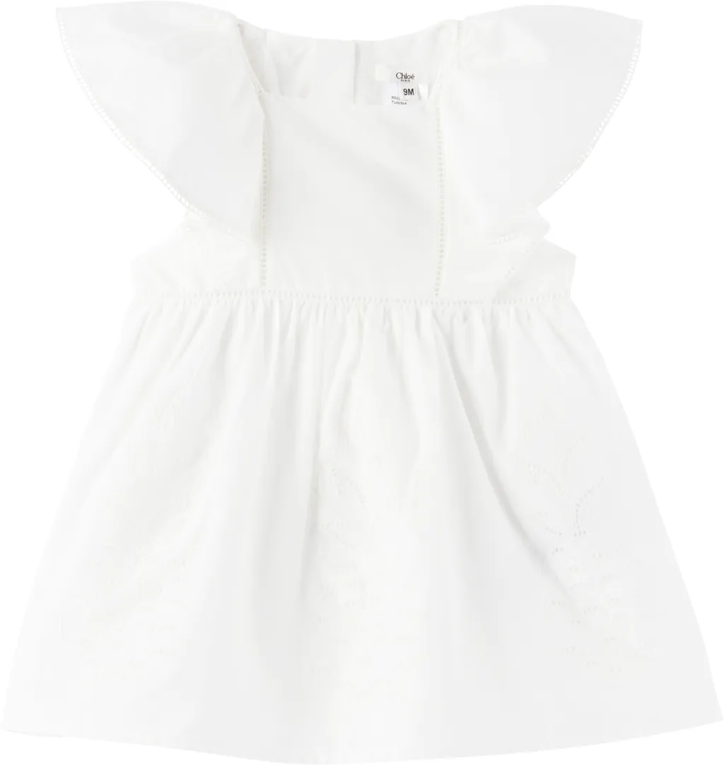 Embroidered Motif Dress And Hat Set