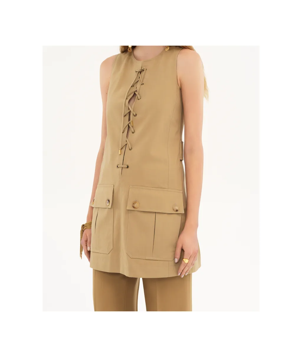 Pinafore Lace-Up Mini Dress
