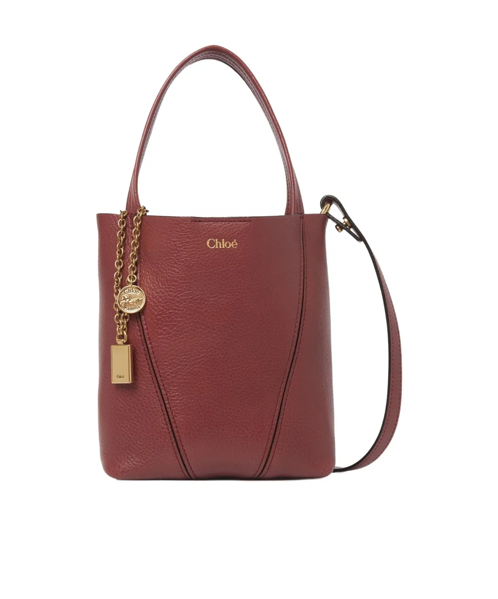 Small Chloé Spin Tote Bag In Grained Leather