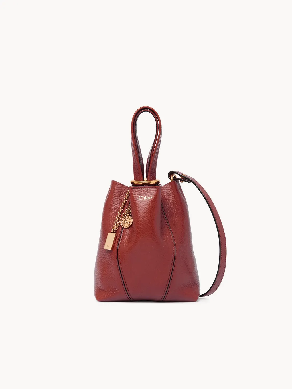 Small Chloé Spin Tote Bag In Grained Leather