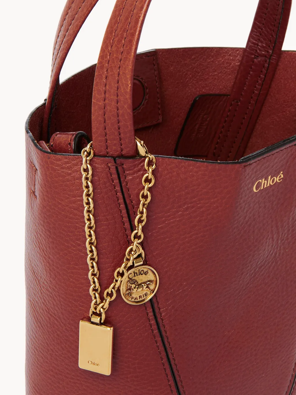 Small Chloé Spin Tote Bag In Grained Leather