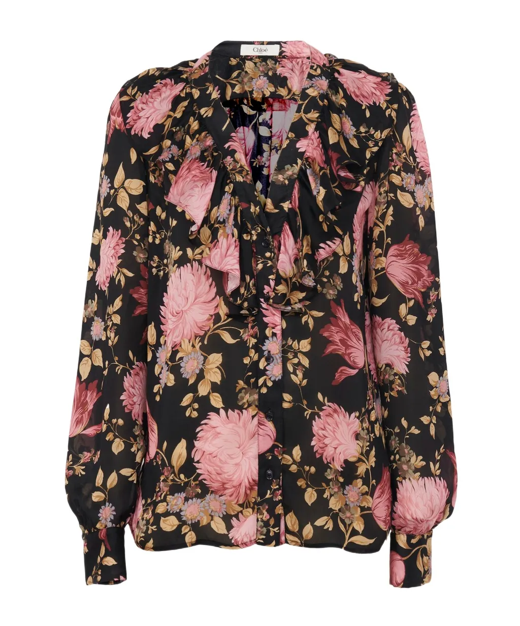 V-Neck Ruffled Blouse