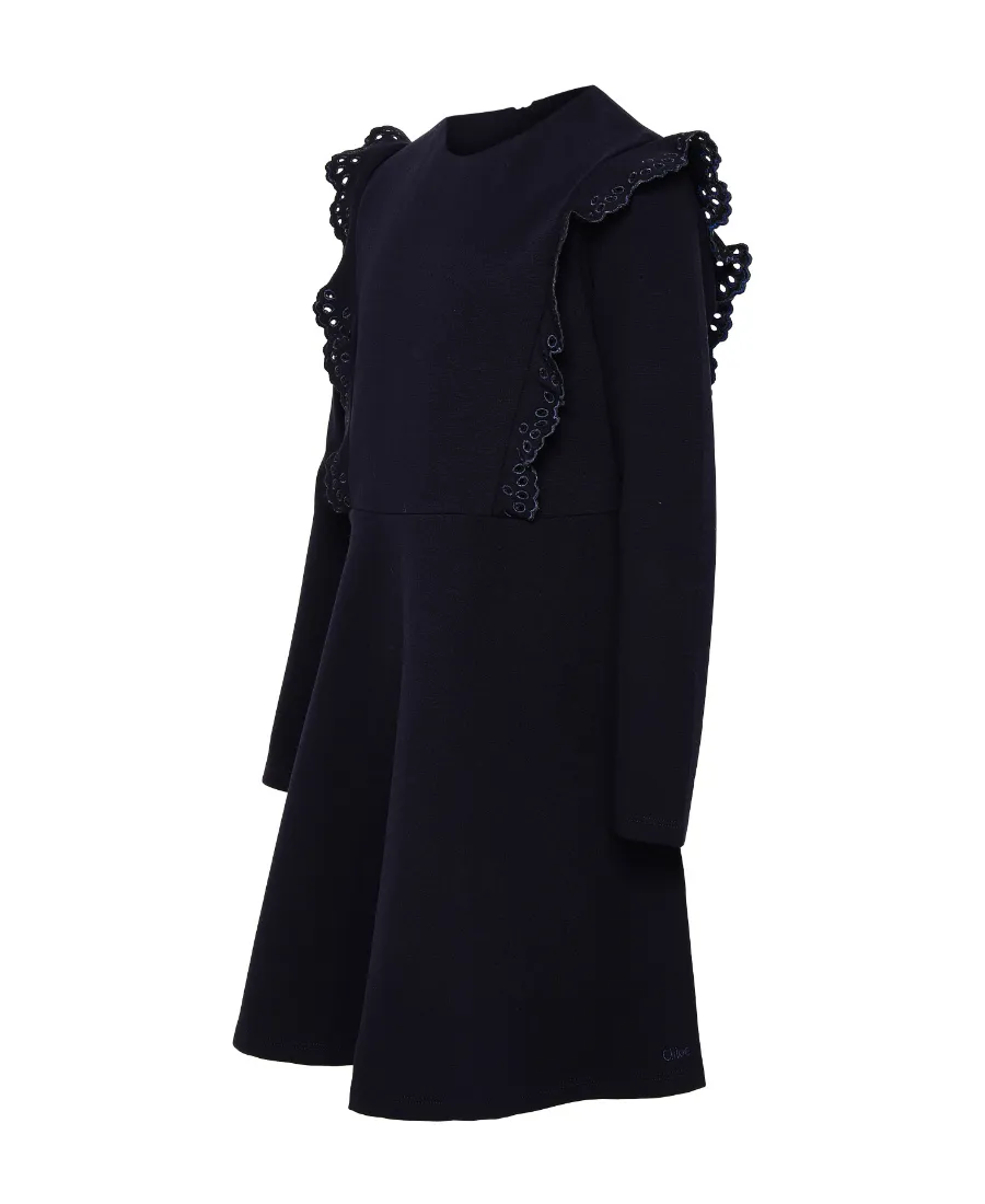 Round Collar Cotton-Blended Dress