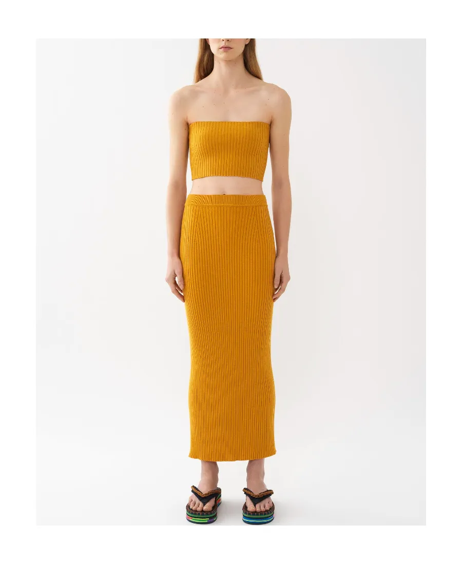 Ribbed-Knit Bandeau Top