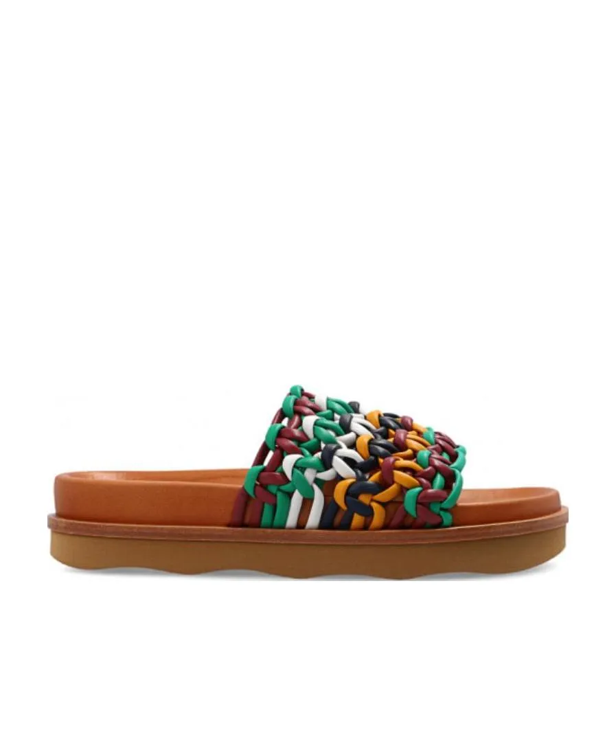Wavy Interwoven-Strap Slides