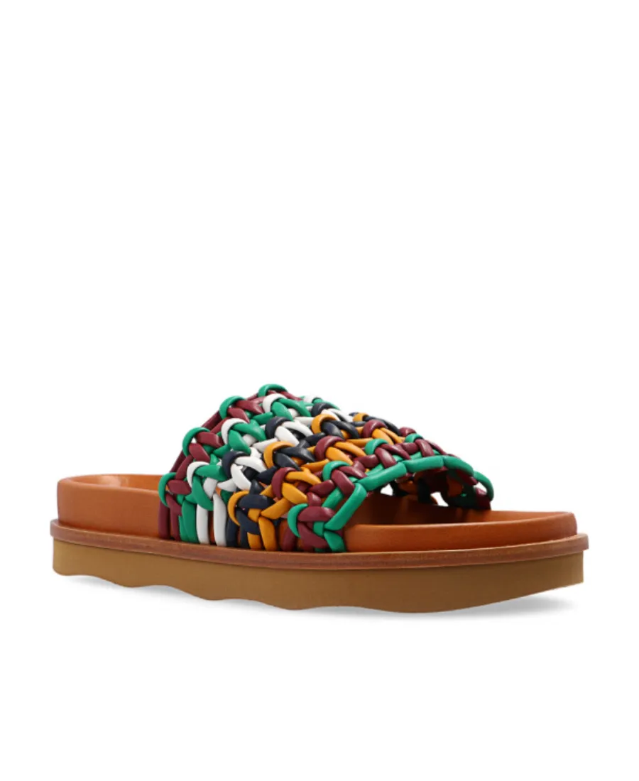 Wavy Interwoven-Strap Slides