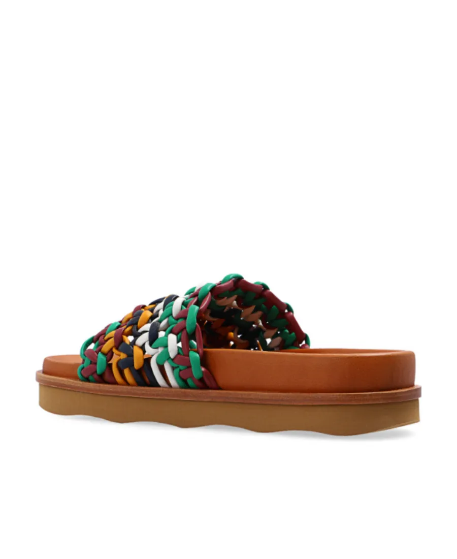Wavy Interwoven-Strap Slides