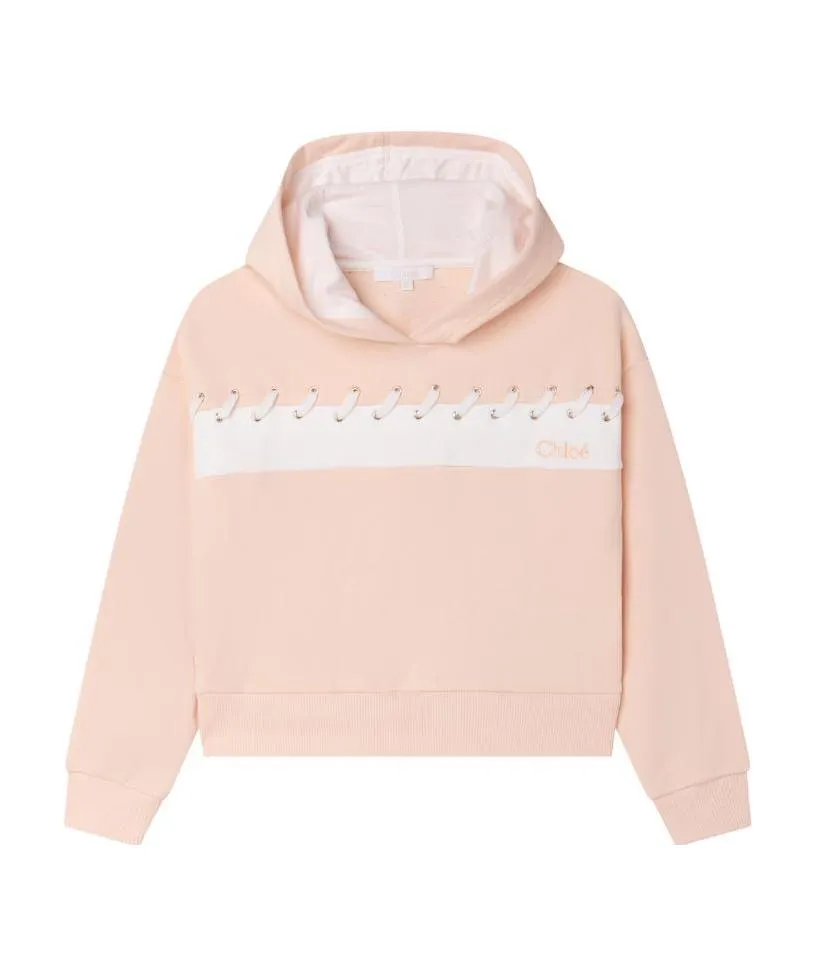 Logo-Stripe Lace-Detail Hoodie