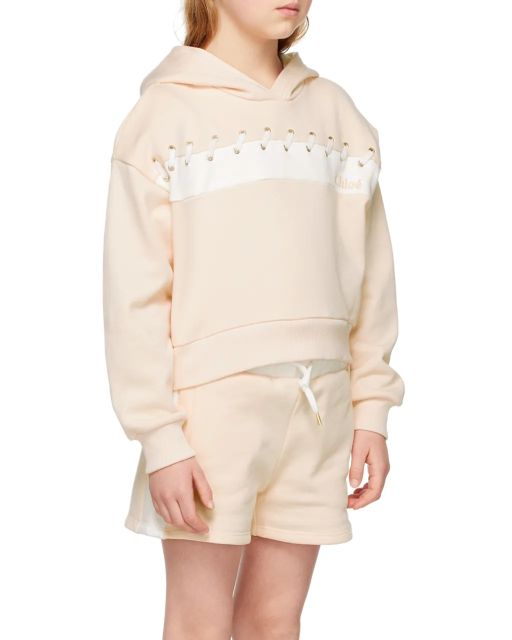 Logo-Stripe Lace-Detail Hoodie