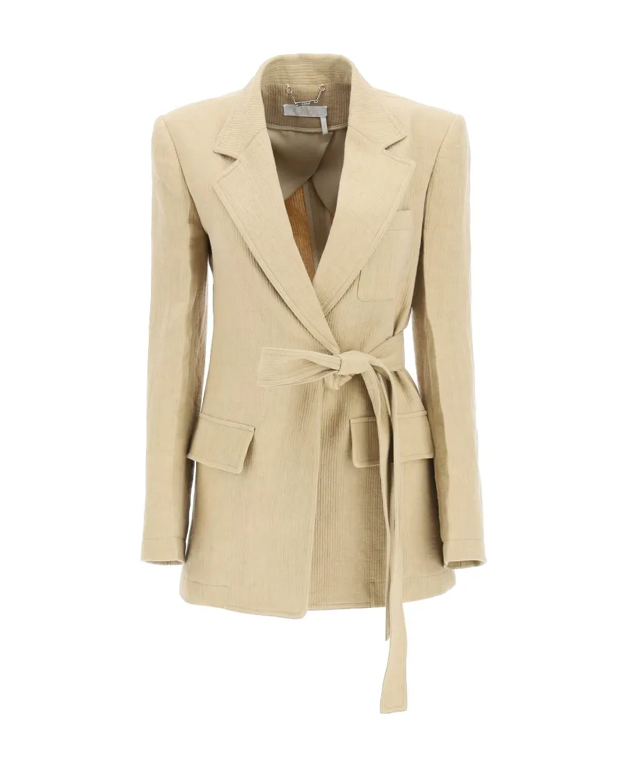 Side-Tie Single-Breasted Jacket