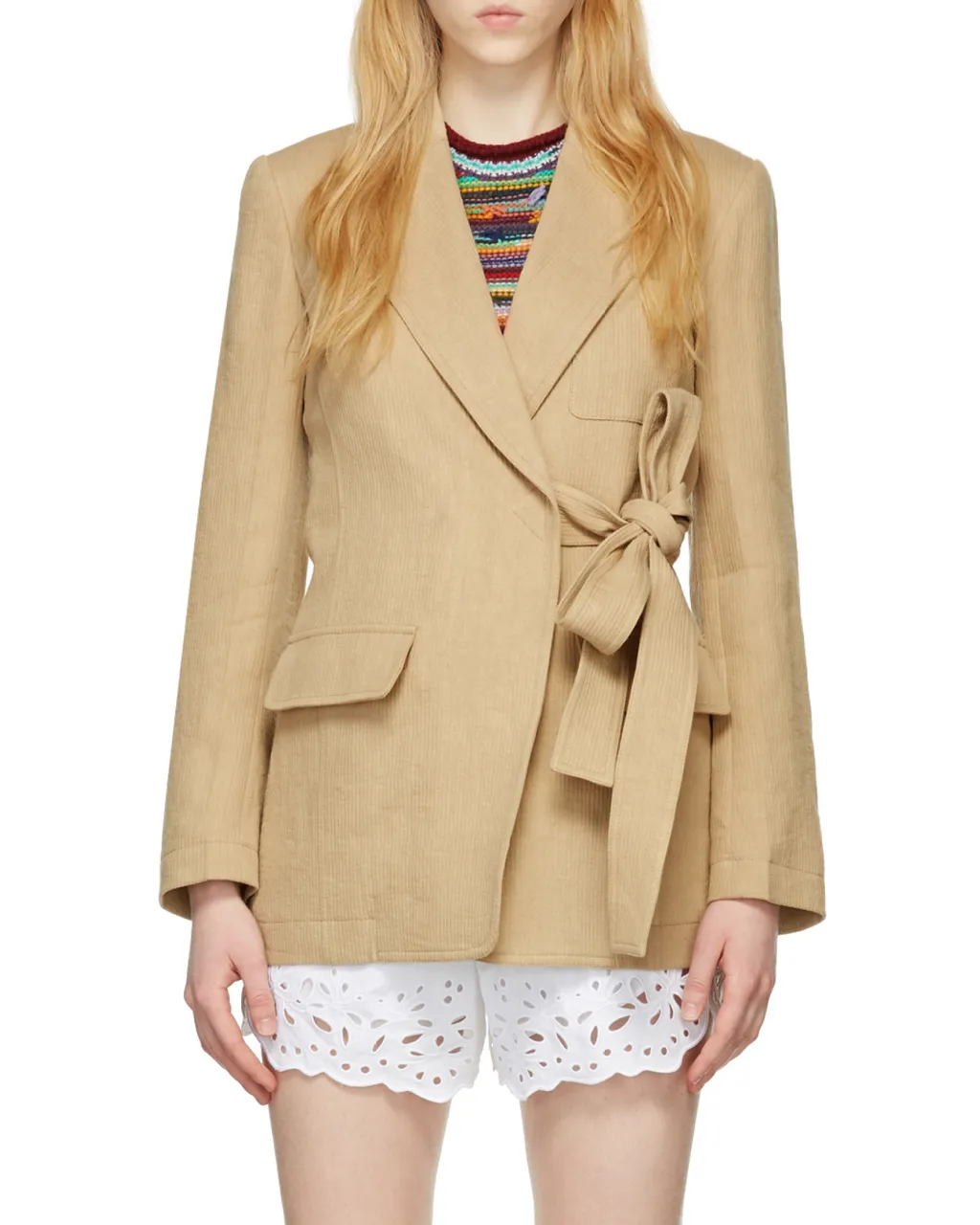 Side-Tie Single-Breasted Jacket