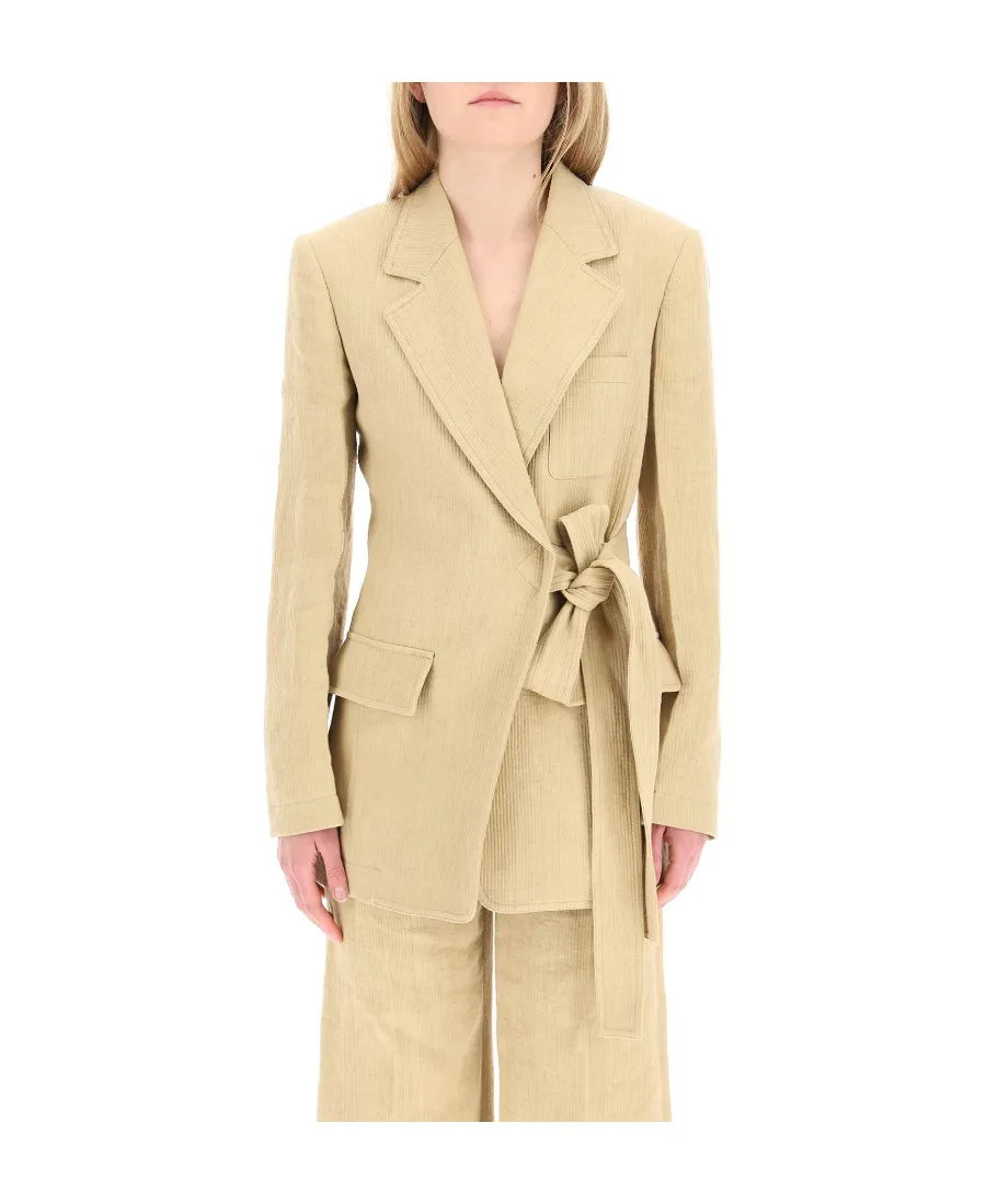 Side-Tie Single-Breasted Jacket