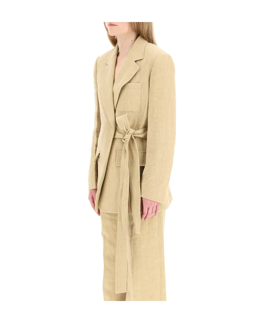 Side-Tie Single-Breasted Jacket