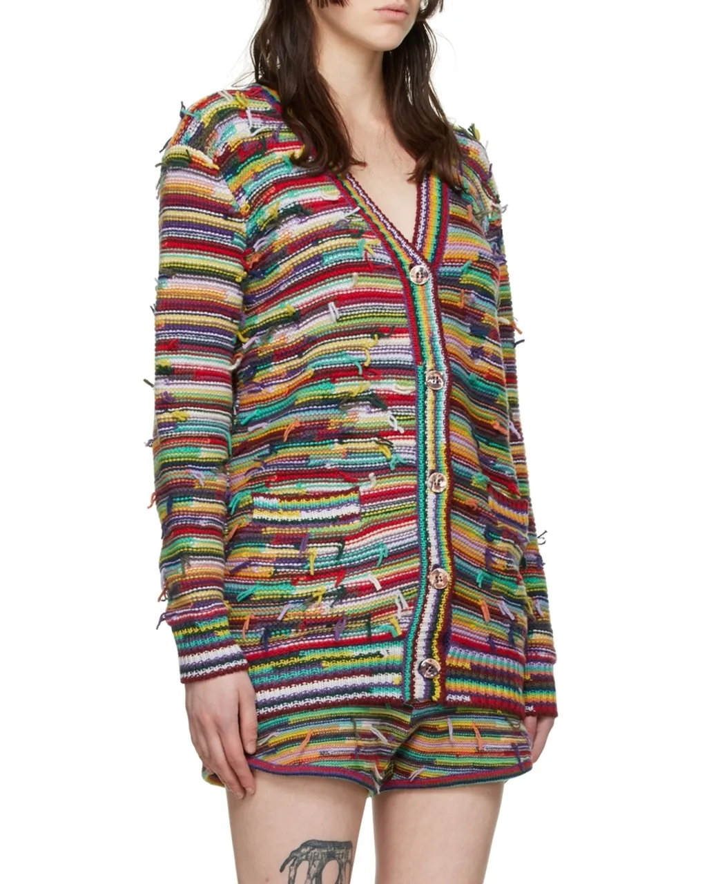 Striped Distressed Cardigan