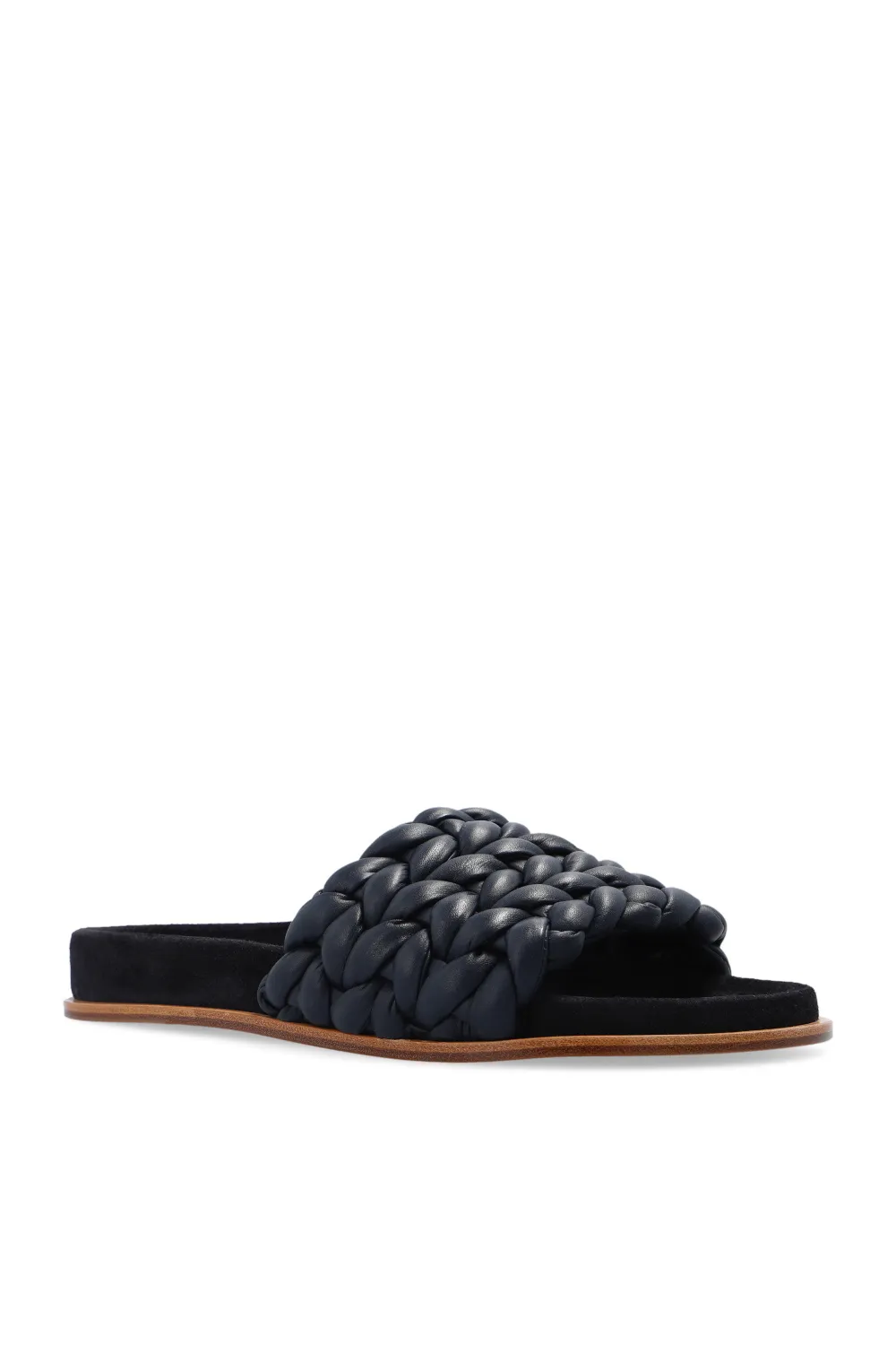 Leather Knitted Detail Slippers