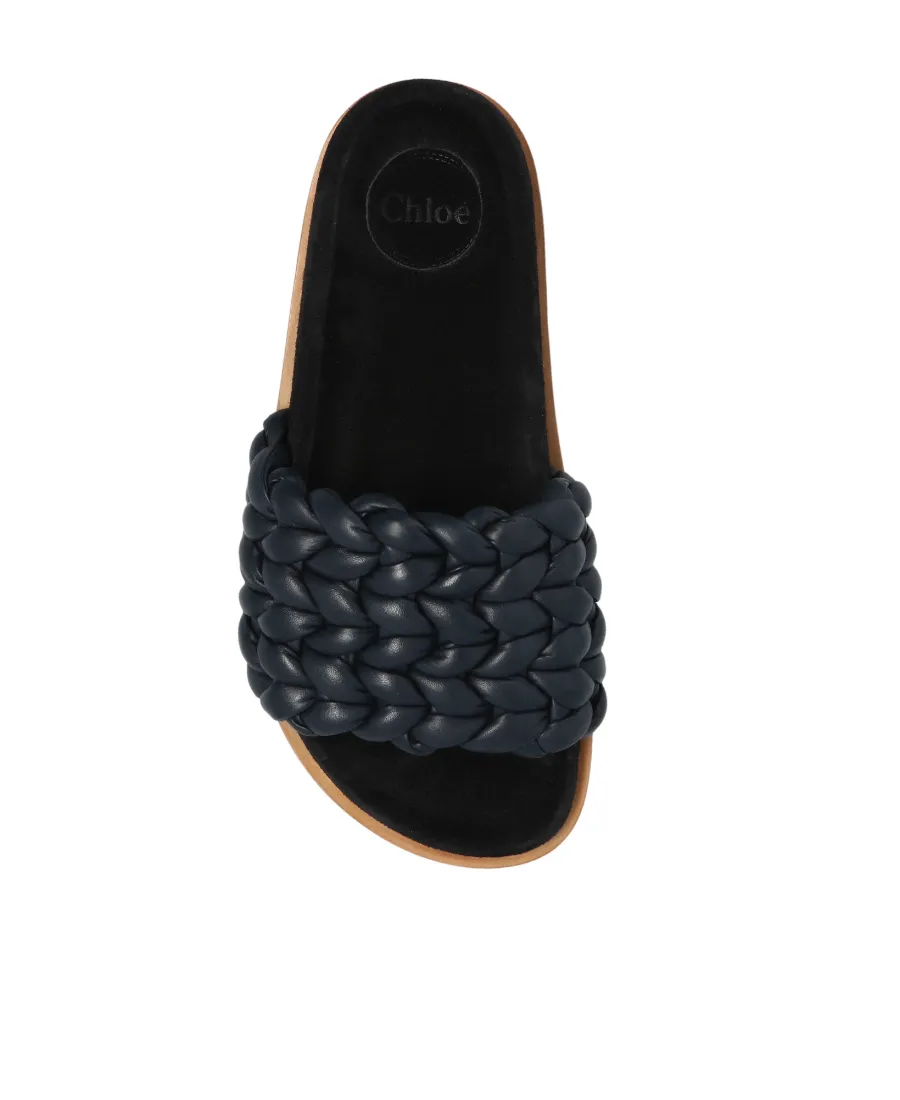 Leather Knitted Detail Slippers
