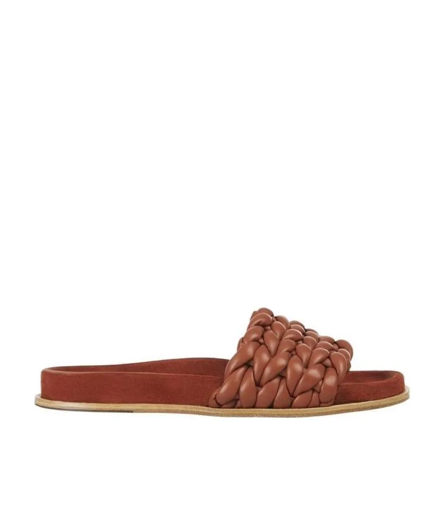 Logo Woven Leather Flip-Flops