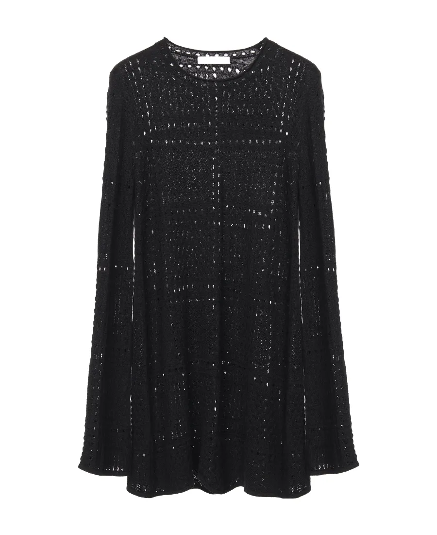 Long-Sleeved Knit Mini Dress