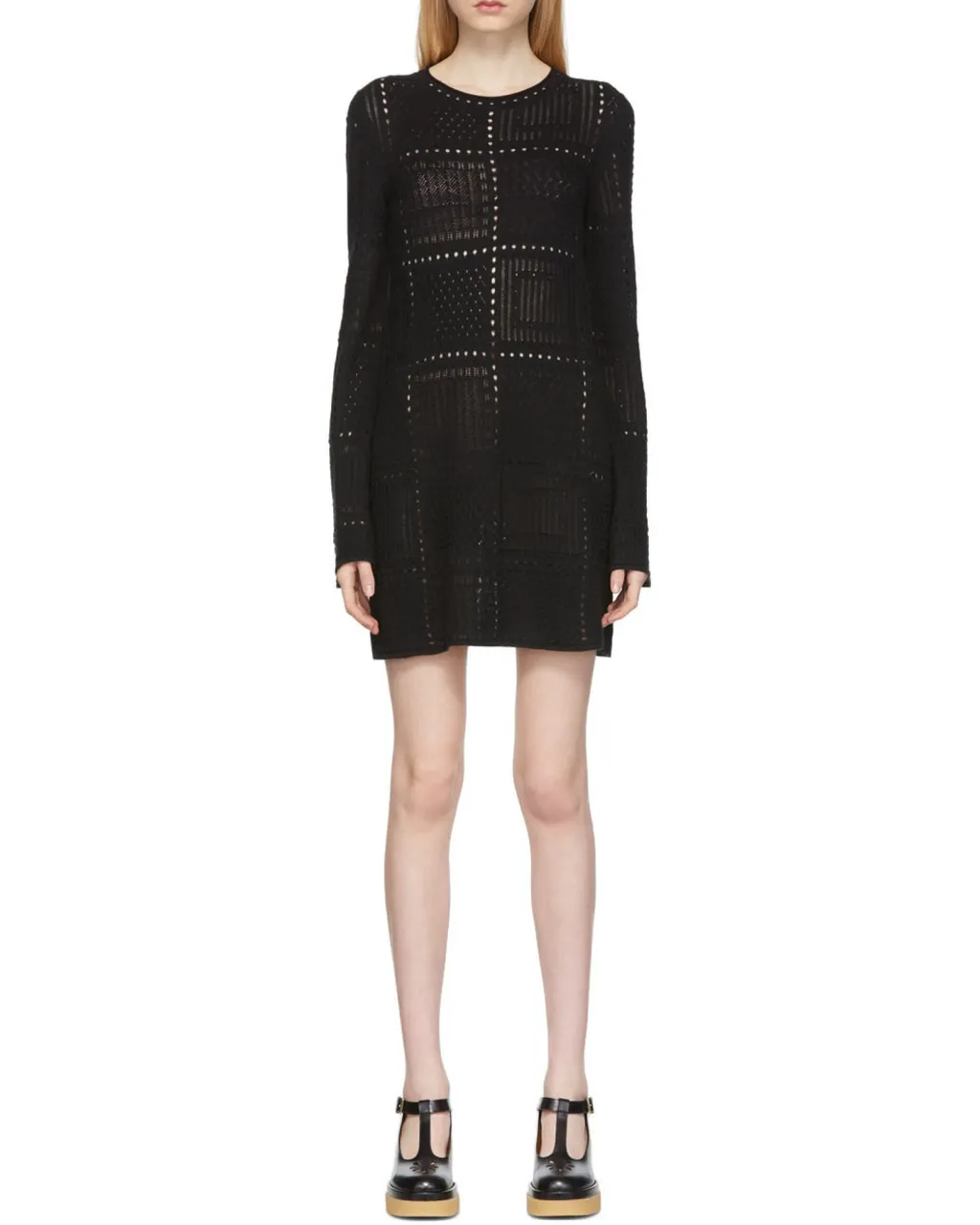 Long-Sleeved Knit Mini Dress