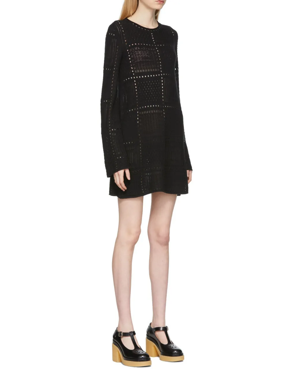 Long-Sleeved Knit Mini Dress