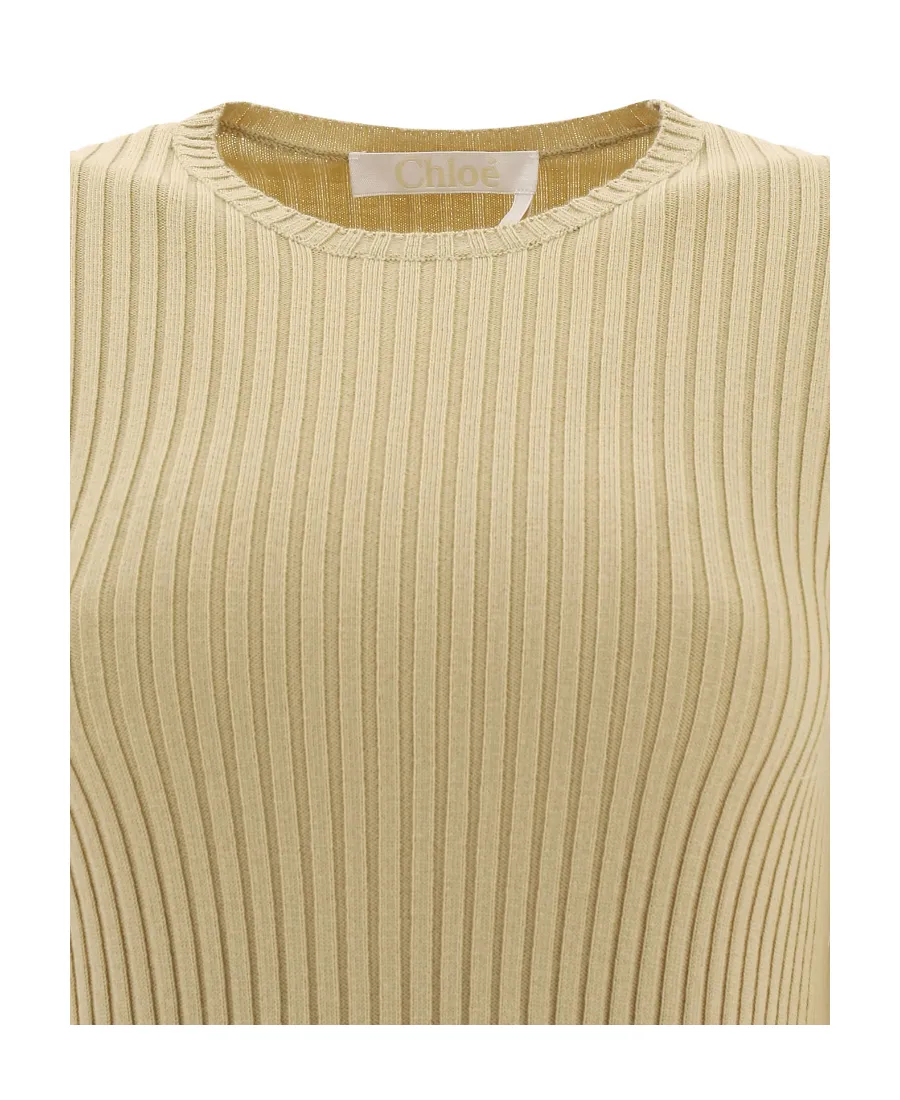 Contrasting-Sleeve Knitted Top