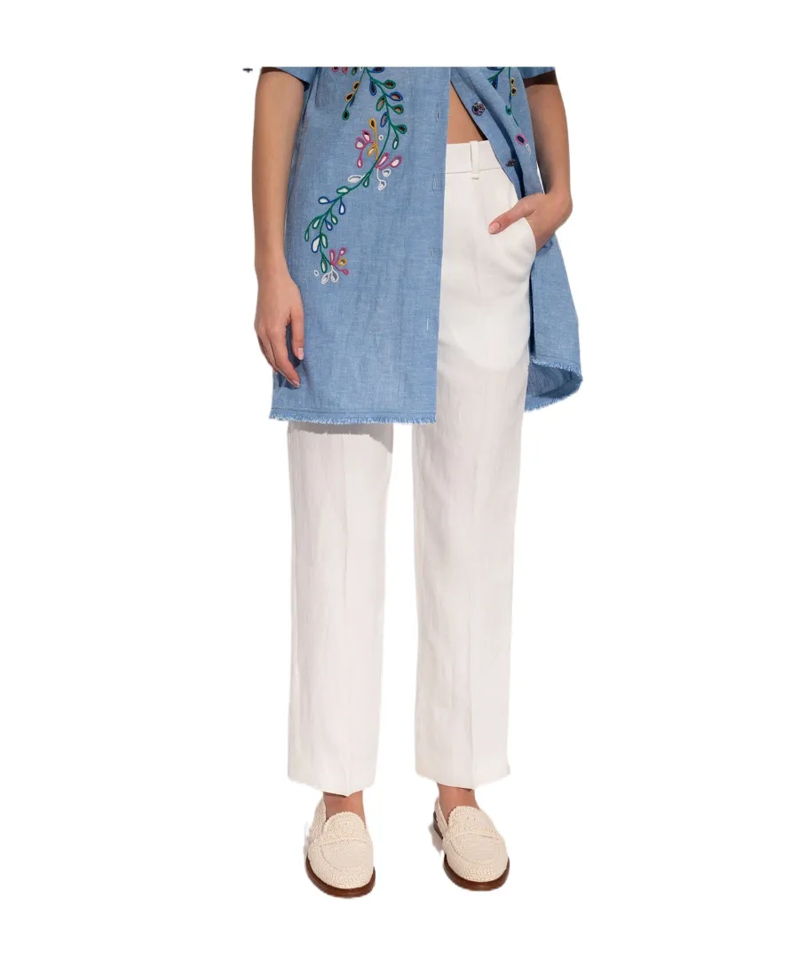 High-Waisted Straight-Leg Trousers