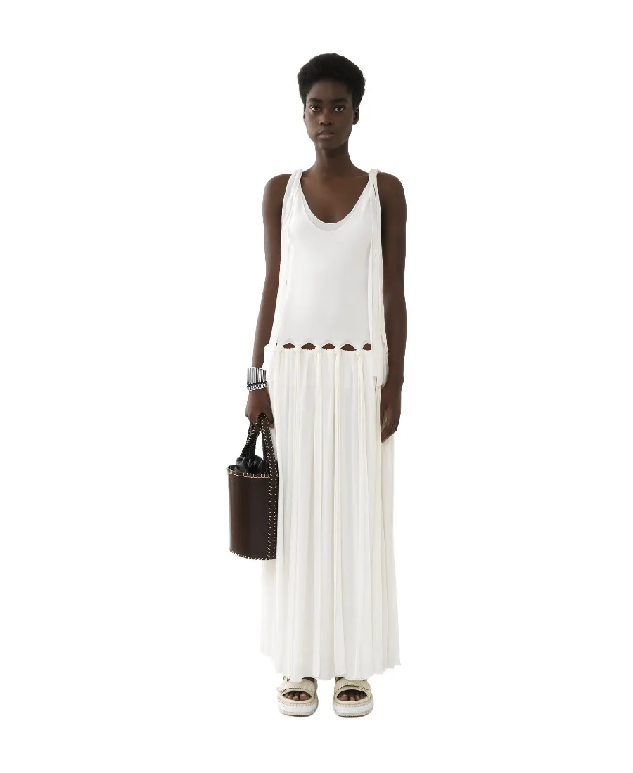 Drop-Waist Knotted Crepe Maxi Dress